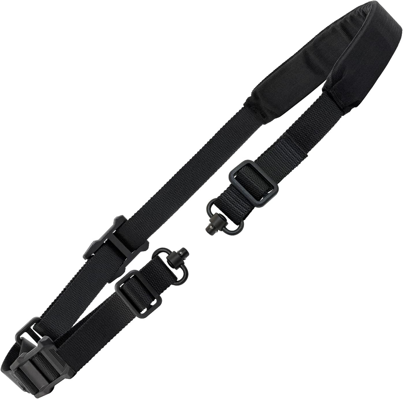 2 point rifle sling with qd swivels, padded quick adjust strap, heavy duty adjustable shooting sling with 350 lbs steel mounts for hunting & outdoor, black 2 point rifle sling with qd swivels, padded quick adjust strap, heavy duty adjustable shooting sling with 350 lbs steel mounts for hunting & outdoor, black