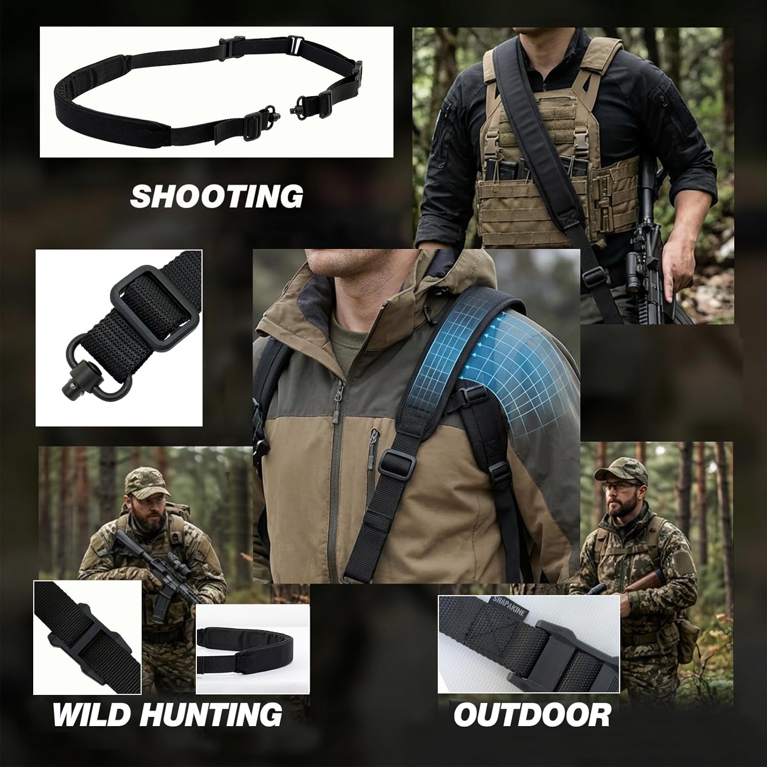 2 point rifle sling with qd swivels, padded quick adjust strap, heavy duty adjustable shooting sling with 350 lbs steel mounts for hunting & outdoor, black 2 point rifle sling with qd swivels, padded quick adjust strap, heavy duty adjustable shooting sling with 350 lbs steel mounts for hunting & outdoor, black