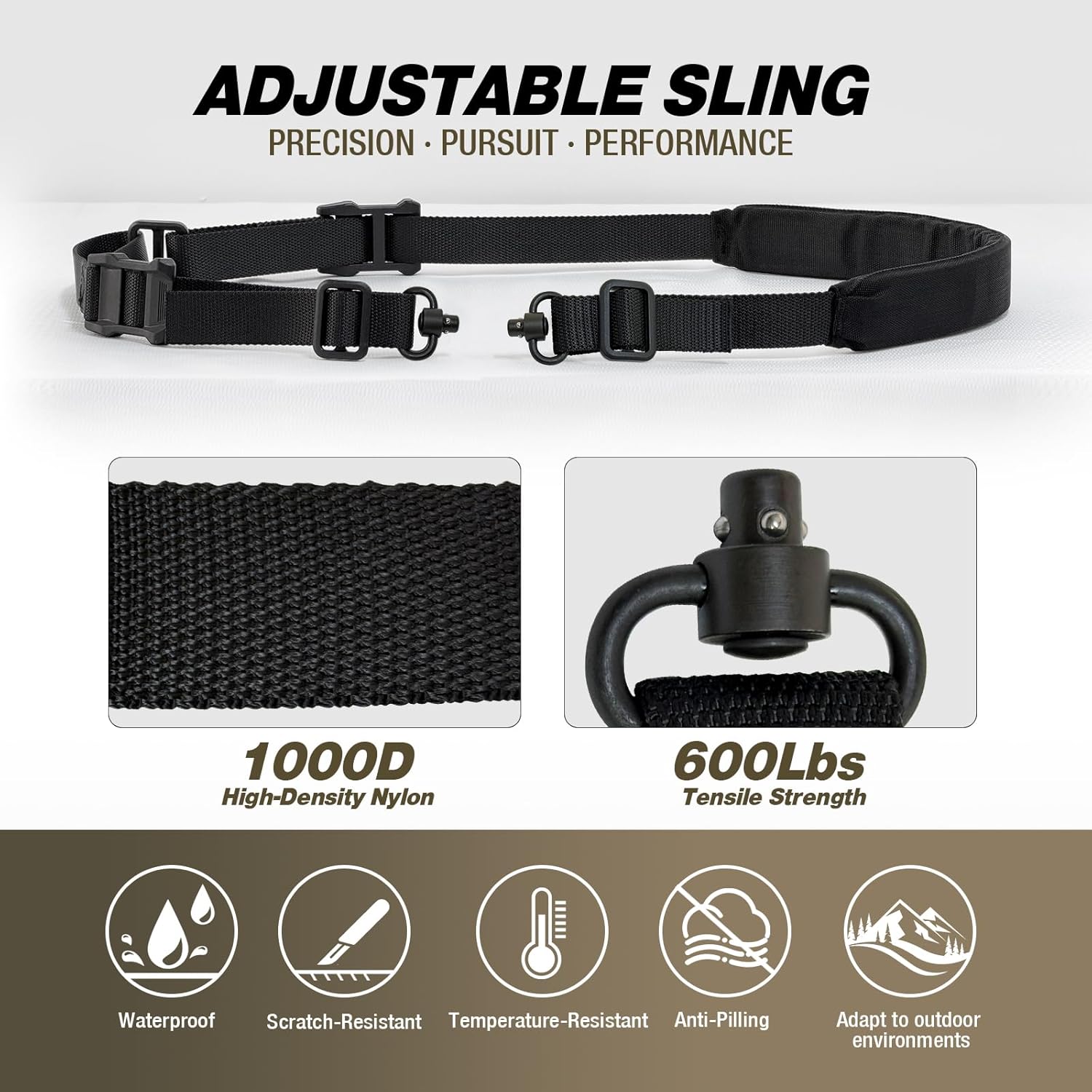 2 point rifle sling with qd swivels, padded quick adjust strap, heavy duty adjustable shooting sling with 350 lbs steel mounts for hunting & outdoor, black 2 point rifle sling with qd swivels, padded quick adjust strap, heavy duty adjustable shooting sling with 350 lbs steel mounts for hunting & outdoor, black