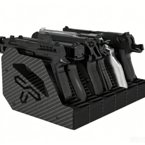 carbon fiber pistol rack for gun safe, 6 slot handgun organizer with eva foam anti scratch, rigid revolver holder for gun cabinet storage